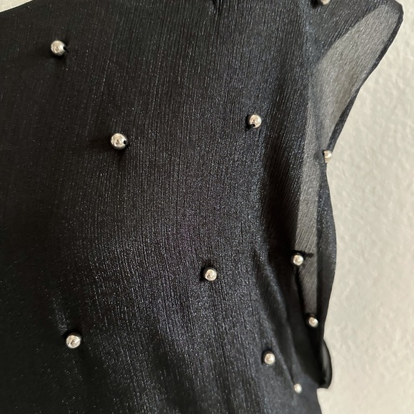 Elegant Black Blouse with Pearl Accents NWOT - Picture 4 of 10